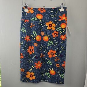 LuLaRoe Cassie skirt adult size Small floral orange flowers NWT